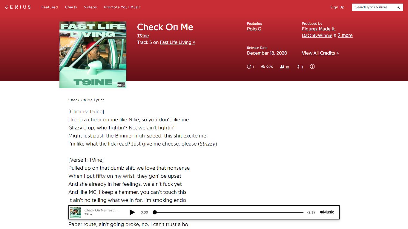 T9ine – Check On Me Lyrics | Genius Lyrics